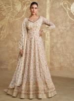 Georgette Off White Wedding Wear Embroidery Work Readymade Anarkali Suit